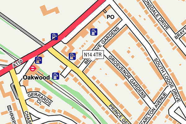 N14 4TR map - OS OpenMap – Local (Ordnance Survey)