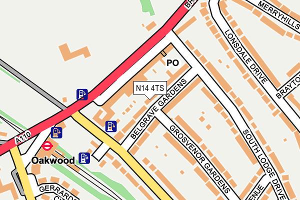 N14 4TS map - OS OpenMap – Local (Ordnance Survey)