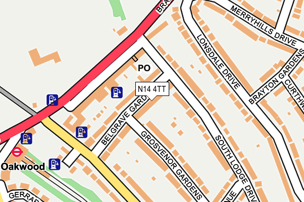 N14 4TT map - OS OpenMap – Local (Ordnance Survey)