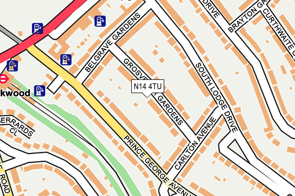 N14 4TU map - OS OpenMap – Local (Ordnance Survey)