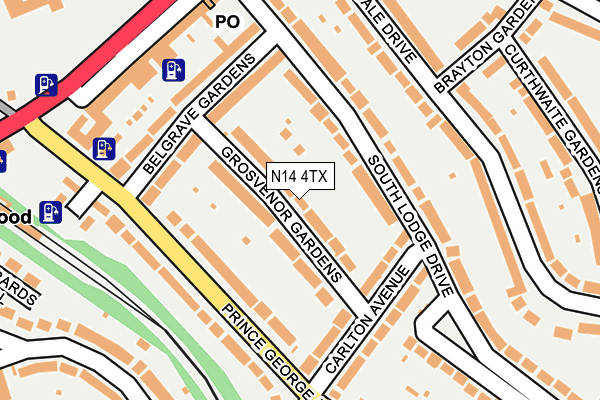 N14 4TX map - OS OpenMap – Local (Ordnance Survey)