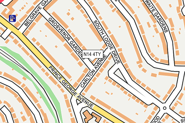 N14 4TY map - OS OpenMap – Local (Ordnance Survey)