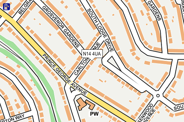 N14 4UA map - OS OpenMap – Local (Ordnance Survey)