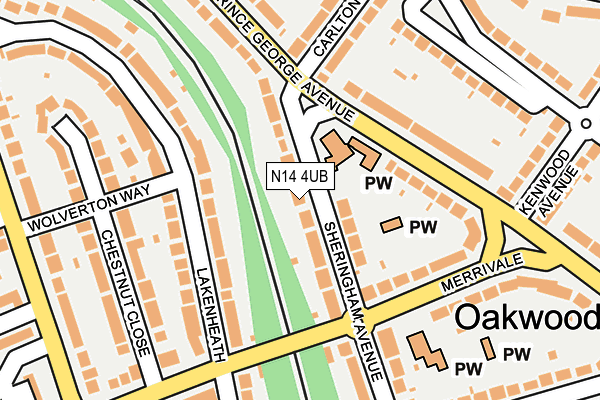 N14 4UB map - OS OpenMap – Local (Ordnance Survey)