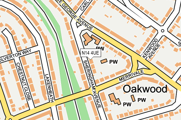 N14 4UE map - OS OpenMap – Local (Ordnance Survey)