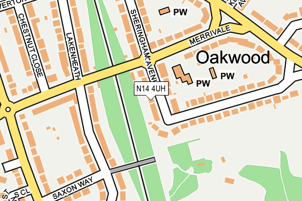 N14 4UH map - OS OpenMap – Local (Ordnance Survey)