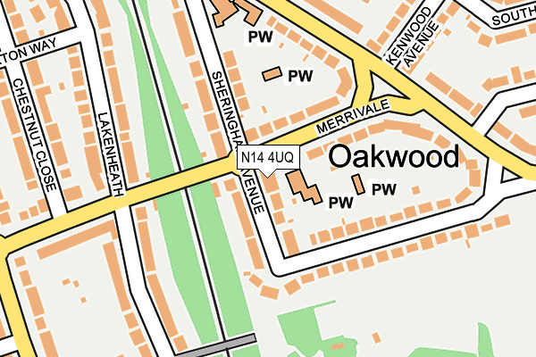 N14 4UQ map - OS OpenMap – Local (Ordnance Survey)