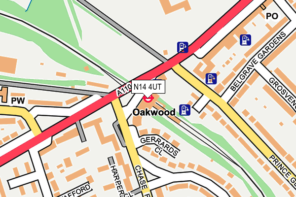 N14 4UT map - OS OpenMap – Local (Ordnance Survey)