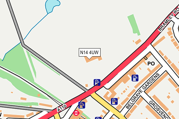 N14 4UW map - OS OpenMap – Local (Ordnance Survey)
