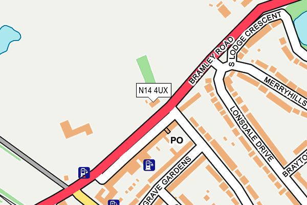 N14 4UX map - OS OpenMap – Local (Ordnance Survey)