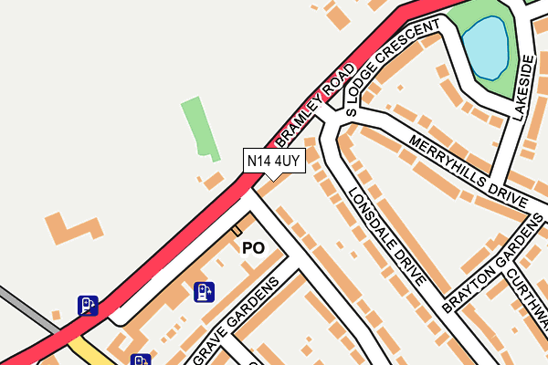 N14 4UY map - OS OpenMap – Local (Ordnance Survey)