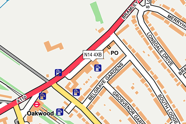 N14 4XB map - OS OpenMap – Local (Ordnance Survey)