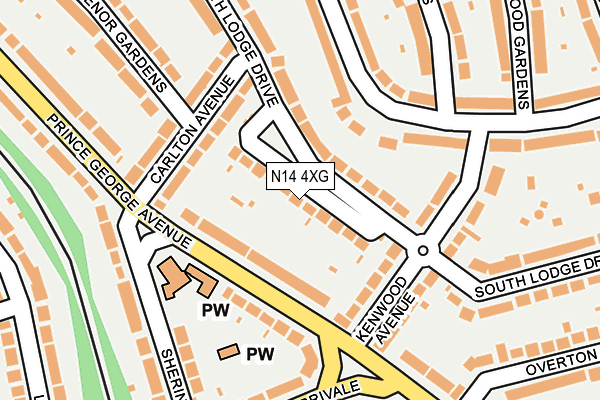 N14 4XG map - OS OpenMap – Local (Ordnance Survey)