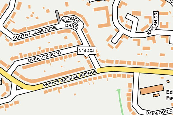 N14 4XJ map - OS OpenMap – Local (Ordnance Survey)