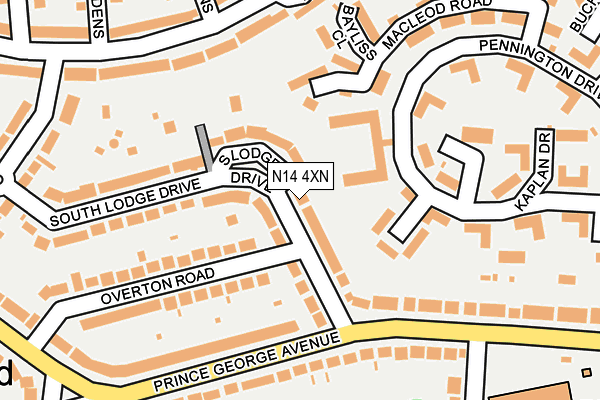 N14 4XN map - OS OpenMap – Local (Ordnance Survey)