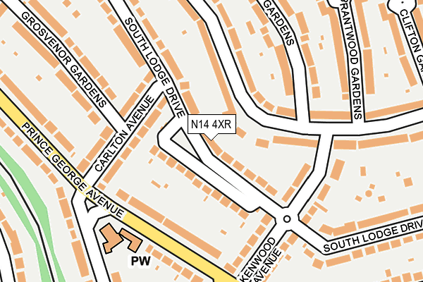 N14 4XR map - OS OpenMap – Local (Ordnance Survey)