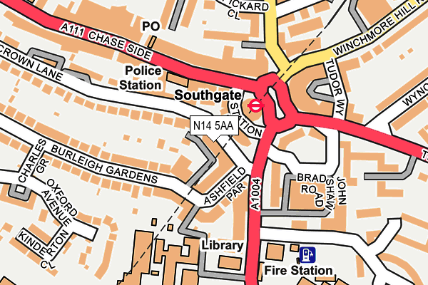 N14 5AA map - OS OpenMap – Local (Ordnance Survey)