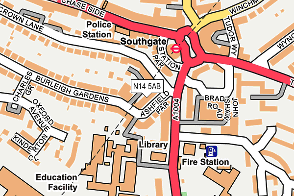 N14 5AB map - OS OpenMap – Local (Ordnance Survey)