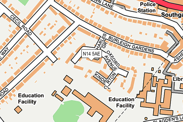 N14 5AE map - OS OpenMap – Local (Ordnance Survey)
