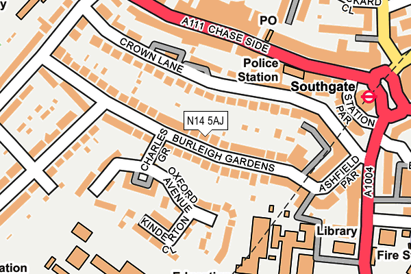 N14 5AJ map - OS OpenMap – Local (Ordnance Survey)