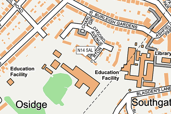 N14 5AL map - OS OpenMap – Local (Ordnance Survey)