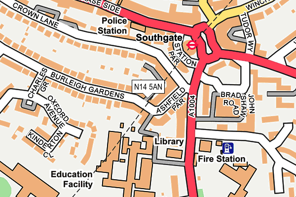 N14 5AN map - OS OpenMap – Local (Ordnance Survey)