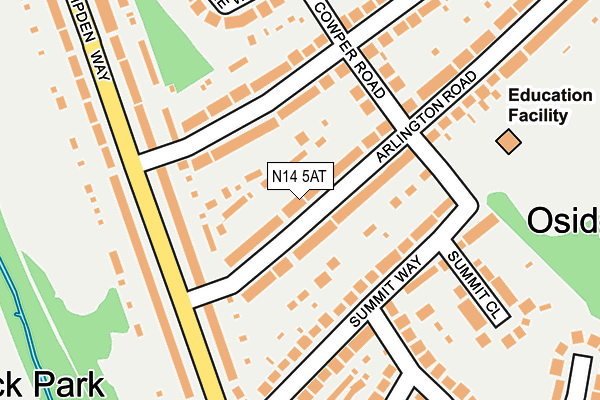 N14 5AT map - OS OpenMap – Local (Ordnance Survey)
