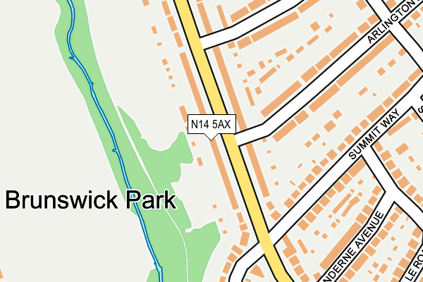N14 5AX map - OS OpenMap – Local (Ordnance Survey)