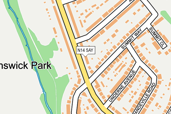 N14 5AY map - OS OpenMap – Local (Ordnance Survey)