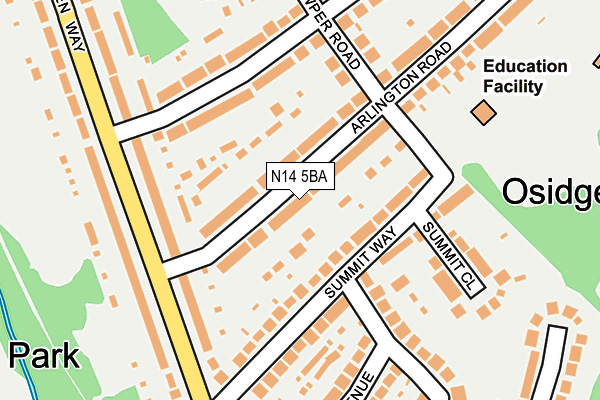 N14 5BA map - OS OpenMap – Local (Ordnance Survey)