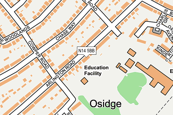 N14 5BB map - OS OpenMap – Local (Ordnance Survey)