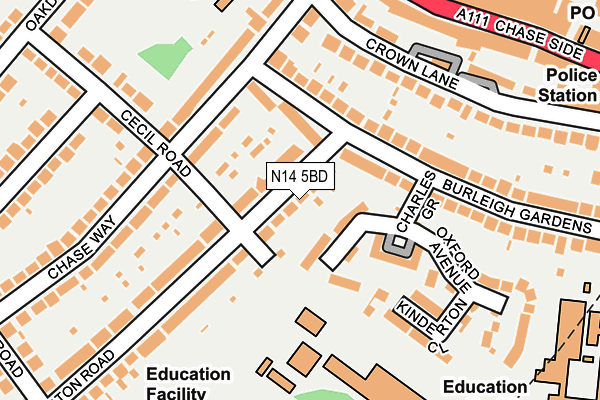 N14 5BD map - OS OpenMap – Local (Ordnance Survey)