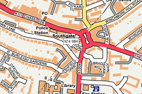 N14 5BH map - OS OpenMap – Local (Ordnance Survey)
