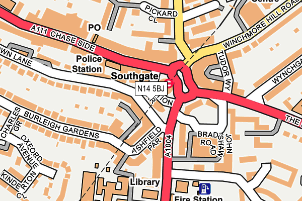 N14 5BJ map - OS OpenMap – Local (Ordnance Survey)