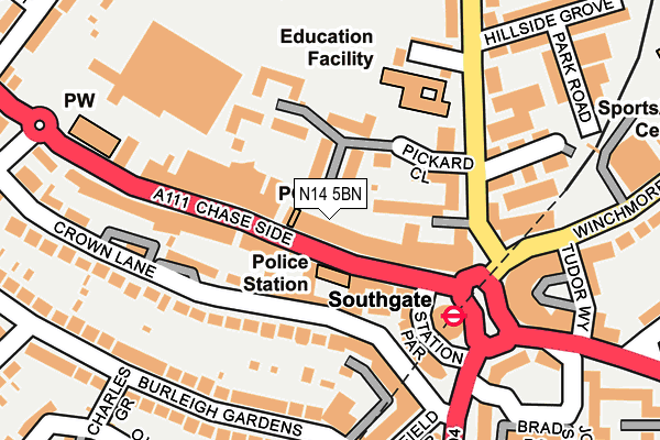 N14 5BN map - OS OpenMap – Local (Ordnance Survey)