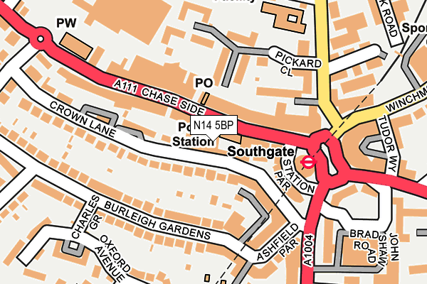 N14 5BP map - OS OpenMap – Local (Ordnance Survey)