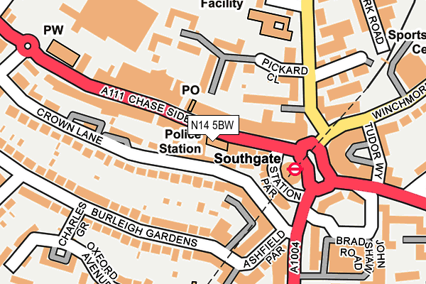 N14 5BW map - OS OpenMap – Local (Ordnance Survey)