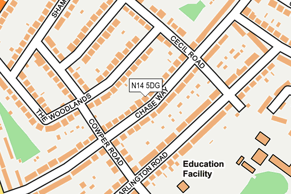 N14 5DG map - OS OpenMap – Local (Ordnance Survey)