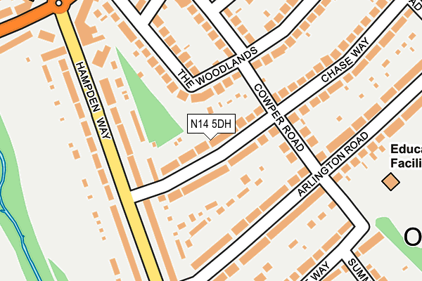 N14 5DH map - OS OpenMap – Local (Ordnance Survey)