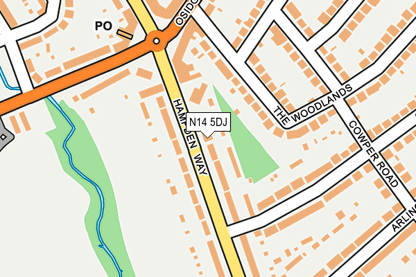 N14 5DJ map - OS OpenMap – Local (Ordnance Survey)