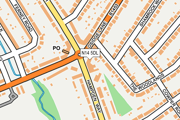 N14 5DL map - OS OpenMap – Local (Ordnance Survey)