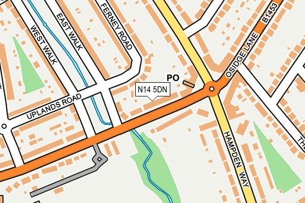 N14 5DN map - OS OpenMap – Local (Ordnance Survey)