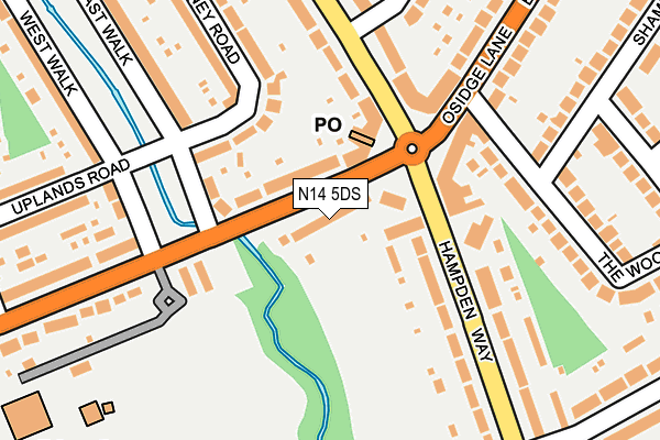 N14 5DS map - OS OpenMap – Local (Ordnance Survey)