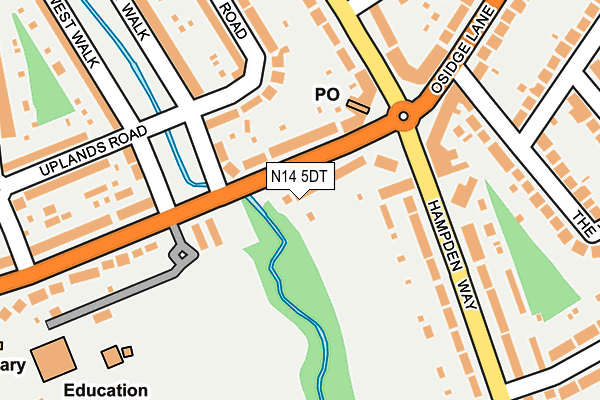 N14 5DT map - OS OpenMap – Local (Ordnance Survey)