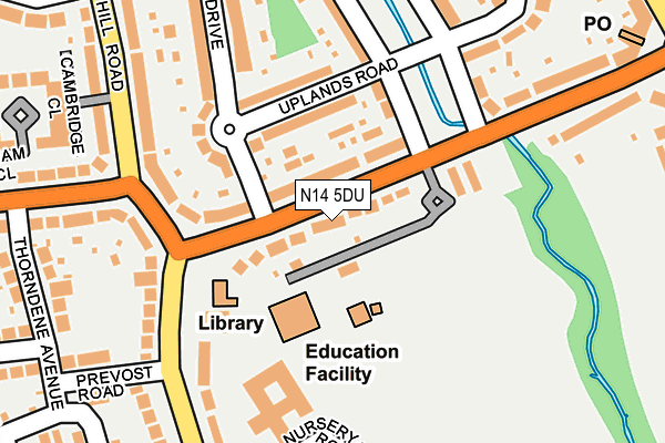 N14 5DU map - OS OpenMap – Local (Ordnance Survey)