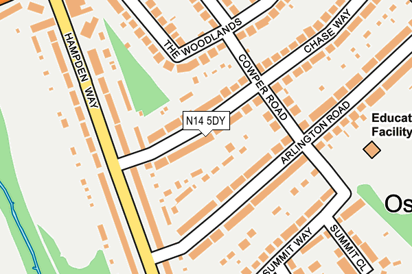 N14 5DY map - OS OpenMap – Local (Ordnance Survey)