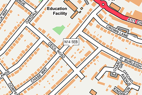 N14 5EB map - OS OpenMap – Local (Ordnance Survey)