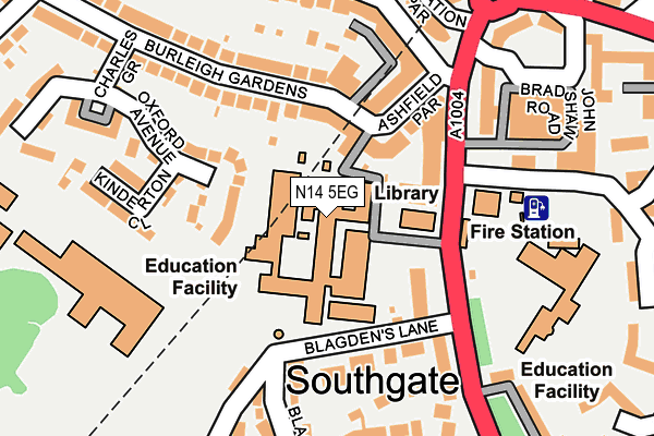 N14 5EG map - OS OpenMap – Local (Ordnance Survey)