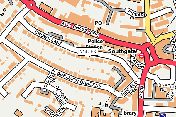 N14 5ER map - OS OpenMap – Local (Ordnance Survey)