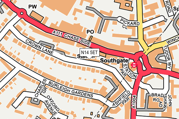 N14 5ET map - OS OpenMap – Local (Ordnance Survey)